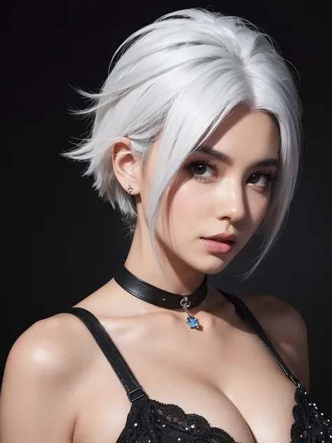 Create for me a black character with white hair  