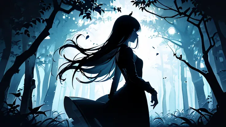 (Silhouette Art,crop:1.6)
(((Paper cutting art,A world where only black exists:1.3)

(Cowboy Shot),1 girl,alone,
(Girl in a dress,profile:1.2),white, Clear and beautiful face,Countless meteors behind、

Long Hair, Gothic Dress, white髪,Long sleeve, Black and...