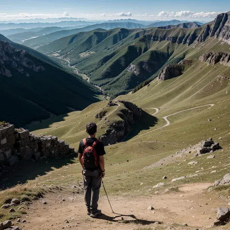 A person standing strong on a mountain top.