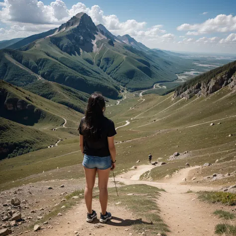 A person standing strong on a mountain top.