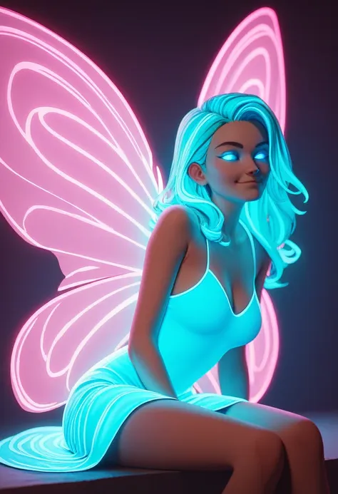 score_9_up, score_8_up, score_7_up, source_cartoon, night sky, pixie, glowing-neon-butterfly-wings, ((glowing-neon-dress)), glow...