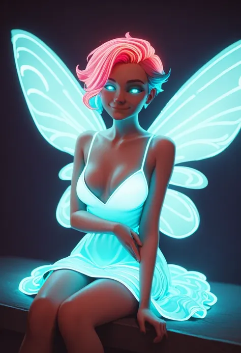 score_9_up, score_8_up, score_7_up, source_cartoon, night sky, pixie, glowing-neon-butterfly-wings, ((glowing-neon-dress)), glow...