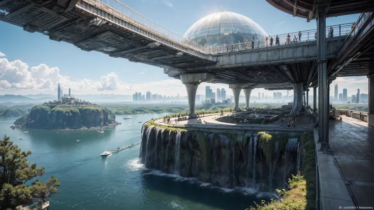 (Best quality,4K,8K,A high resolution,Masterpiece:1.2),Ultra-detailed,(Realistic,Photorealistic,photo-realistic:1.37),Futuristic floating city,Futuristic technology,Huge urban high-tech tablet platform,Airship,Floating in the sky,Futuristic city,Small airs...