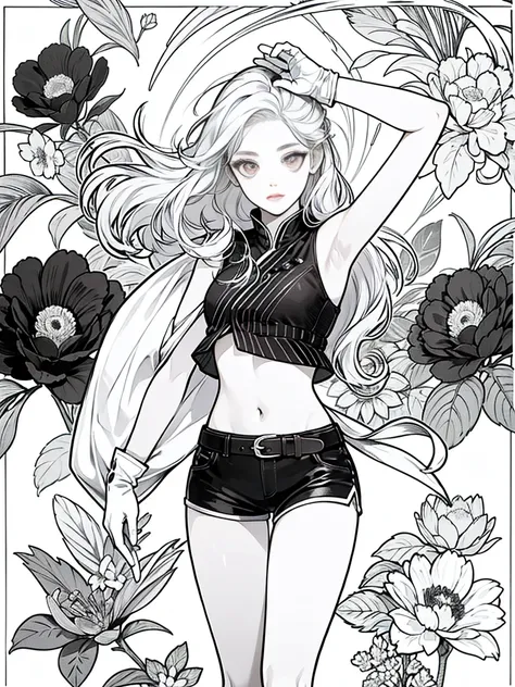 Line art、Drawing with line,monochrome、(masterpiece, Highest quality, Highest quality, Official Art, beautifully、aesthetic:1.2),(8k, Highest quality, masterpiece:1.2), (((masterpiece))),(((Highest quality))),(((extremely detailed))),illustratiのsuperior,Who,...