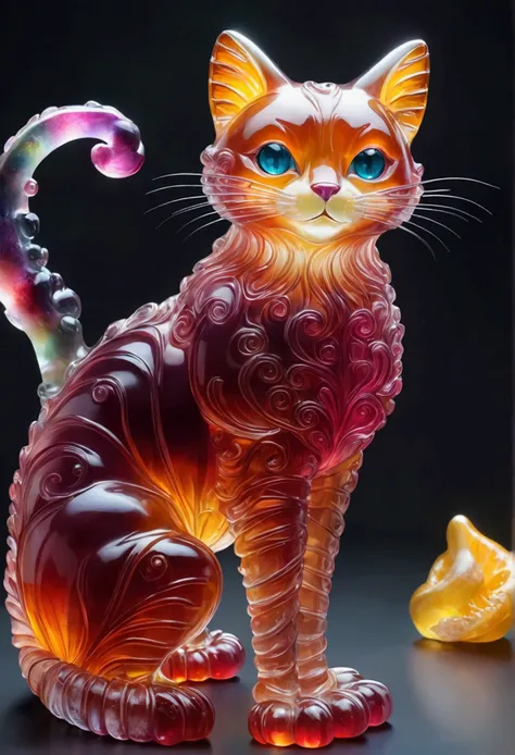 a giant cat formed from jelly, fantasy elements (((masterpiece))), ((best quality)), ((intricate details)) (8k)