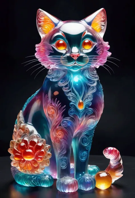 a giant cat formed from jelly, fantasy elements (((masterpiece))), ((best quality)), ((intricate details)) (8k)