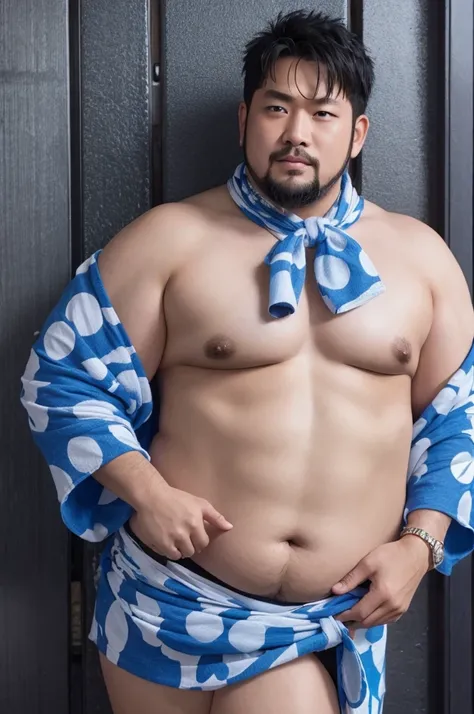 One piece, jinbe, fat guy, muscular, donginji, anime character, gills, jinbe of one piece, blue skin, yukata