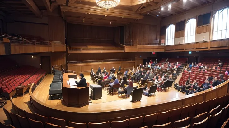 small Concert Hall , a lot of people watching,indoor