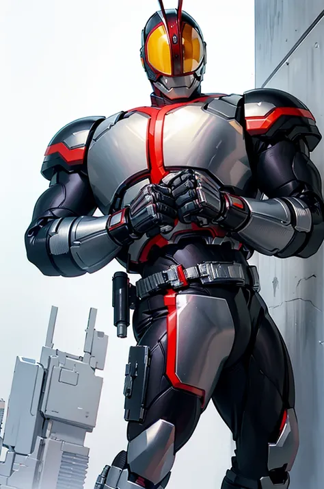 ((best quality)), ((masterpiece)), (detailed), 1boy robocop, 1boy robocop full armor Mouth open, surrender pose, looking regretful
