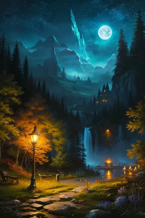 Highest quality、Landscape painting、Night view、Fantasy