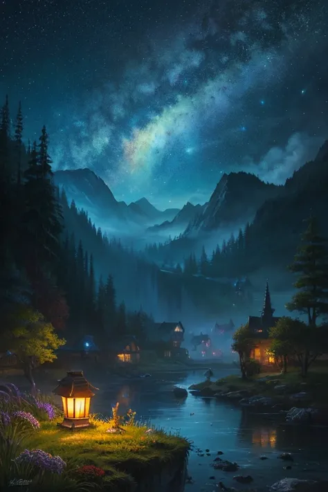 Highest quality、Landscape painting、Night view、Fantasy