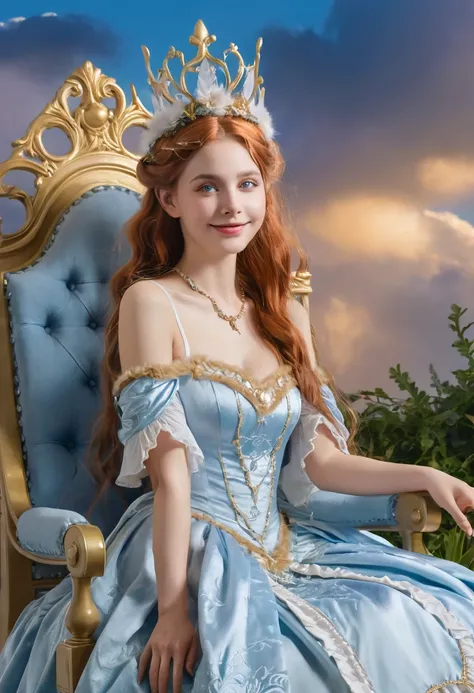 Beautiful woman, (Fairy Queen:1.4) Sitting on the throne,(Catmaid costume:1.8) , Perfect face, whole body, Victorian Era, Noble clothing, Complex decoration, spell, explain, Smile, Put your hands behind your back, Soft edge light, Beautiful and detailed sk...