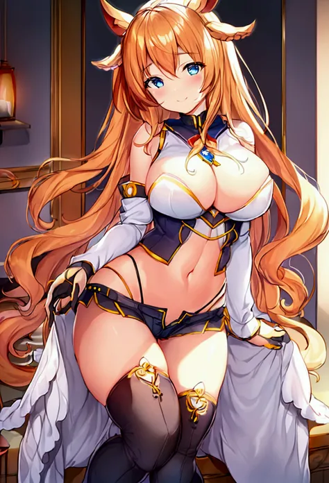 masterpiece、Highest quality、Mayano Top Gun（Uma Musume）、Full body painting、 girl、Ultra-detailed illustrations、Perfect body、Perfect Style、Slender beauty、tall beautiful woman、A cheerful smile、extremely cute and beautiful girl、girl、Poses provoking men、Heavy br...