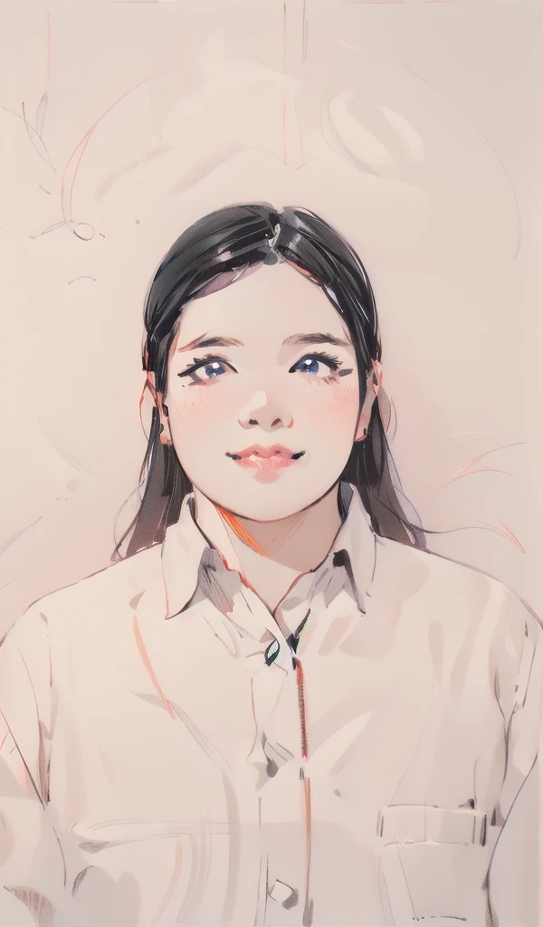 sam yang style (best quality:1.1), perfect anime illustration, detailed eyes, detailed face, a girl with black hair wearing whit...