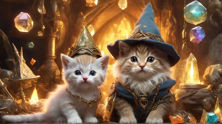 Cute kittens dressed up cutely as fantasy characters. This little adventurer travels through a fantastical world, Cute animals are wearing wizard crystals and hats .
As the adventure unfolds, Your imagination is the limit. The setting for this adventure is...