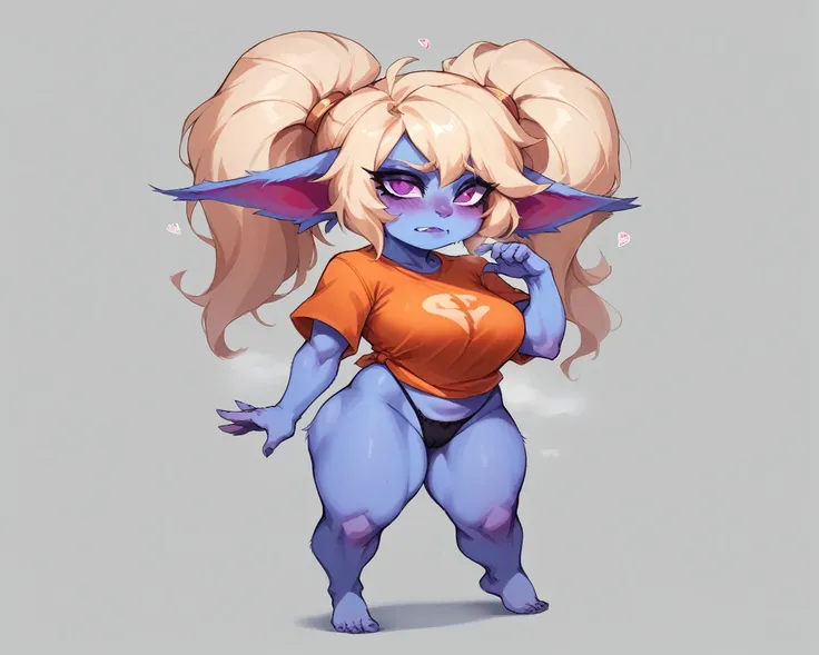 poppy in black panties orange t shirt ahego face sfw full body steam artwork yordle stand sexy pose epic detailed yordle big 