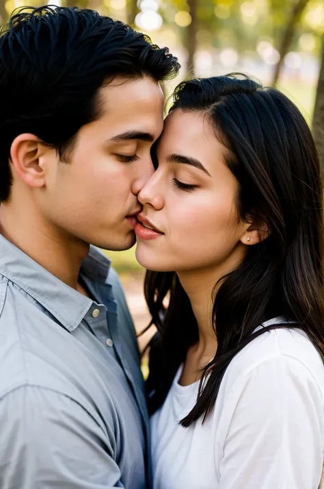 Boy and girl kissing 