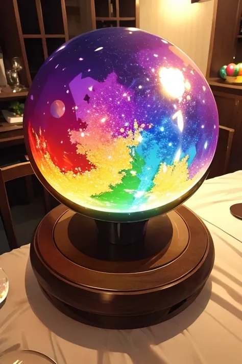 Diameter placed on the table２０cm rainbow colored crystal sphere。