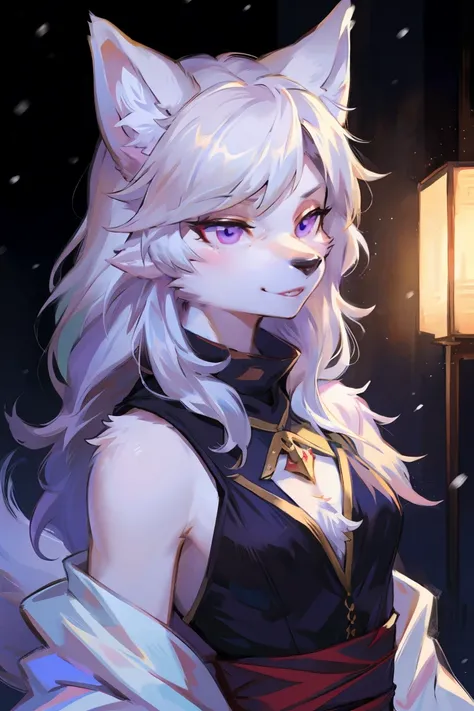 Top quality, best quality, High-quality illustrations, masterpiece, Ultra-high resolution, 详细background, (Wolf_girl:1.2),Beautiful figure,Height 193 cm,close_up,(Fluffy anthropomorphic furry :1.6),curls,fur,Neck hair,Extremely fine fur,aldult, 33 years old...