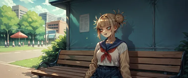 himiko toga being fucked on a public park bench