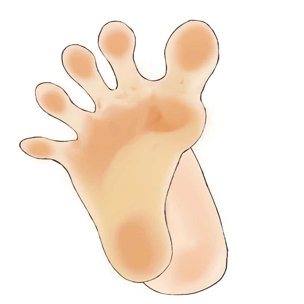 a drawing of a feet with a lot of spot on it, bare feet, feet, real human feet, feet and hands, big feet, realistic human feet, bare feet, spot, barefeet, feetprints, bumpy mottled skin, feet, spinning hands and feet, spot, spot illustration, big feet, war...