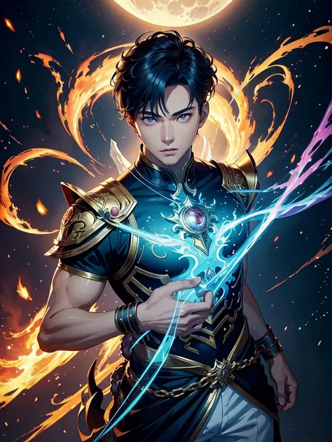 A asian boy like Mighty Archangel Michael, 20-29 years old, handsome, kpop idol actor, many jawline, manly chin, Full Body Shoot, (eyes contact), detailed facial parts, Manly, bare chest, 
Quiff haircut :: high detail, is in highly detailed battle armor, h...