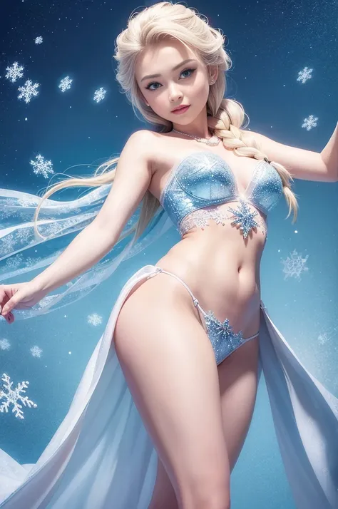 (Best Quality, masterpiece), 1 girl, Upper part of the body, looking at the viewer, frozen, elsa, white background with snowflake pattern