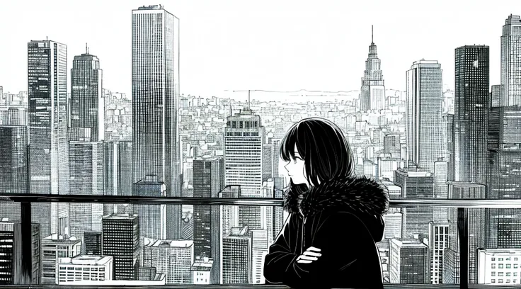 wanting，City，woman，Look into the distance