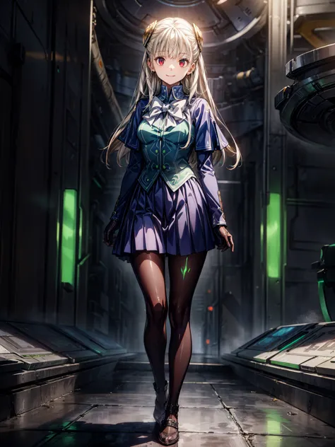 12k,(masterpiece、Highest quality、High resolution)、(Inside the futuristic base:1.6),1 Girl、alone、INGRID、Hair Pod、gloves、skirt、pantyhose、bow、dress、 eye、(Wicked Smile:1.4)、(Anime Style:1.4)、Evil Bosses、Trampling、Ezvian everywhere,,empty eyes,Mind Control Devi...