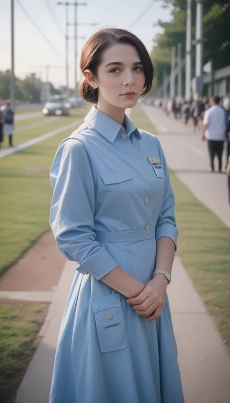 best quality,(RAW photos:1.2),(masterpiece:1.4),(Reality:1.4),(high resolution:1.4), 1 Girl, Depth of Field, Airline stewardess, Complex details,8K, Extremely detailed, Perfect lighting, Epic Background