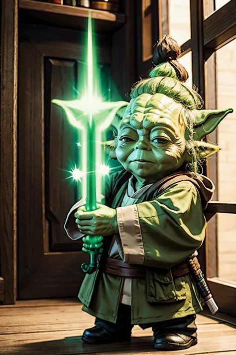 short yoda gnome with a huge banged mullet