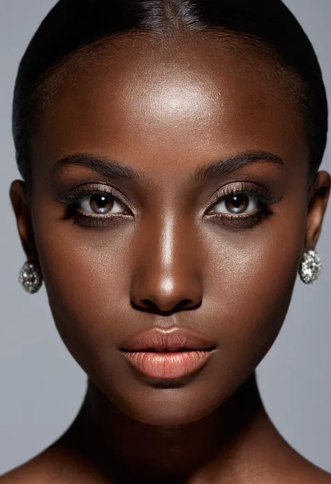 a female face, dark-skinned, With a seductive look, captivating, be nice