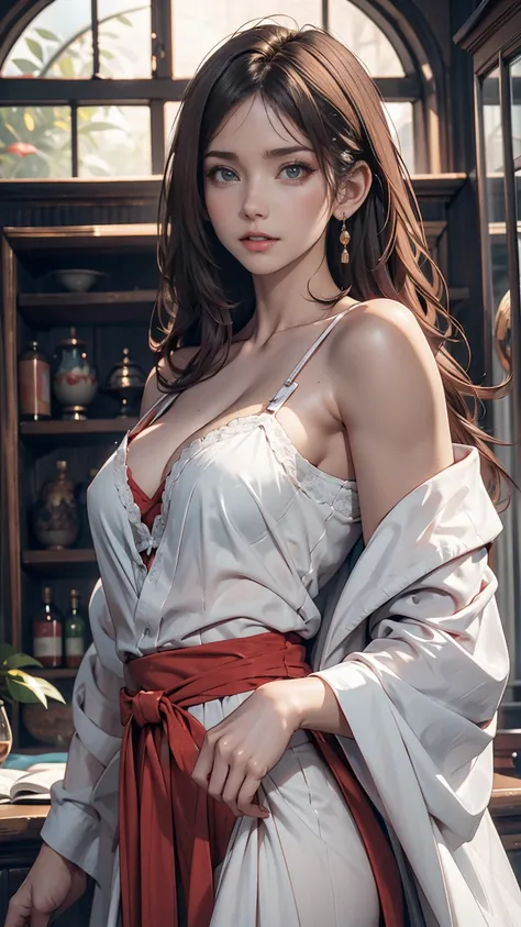 最high quality, masterpiece, High resolution, One girl, Hanfu, Tang Dynasty Costume, small, Flat Chest, clavicle, Off-the-shoulder exquisite look, Realistic, Real People, (Skin with attention to detail: 1.4), SLR, Soft Light, high quality, photograph, High ...