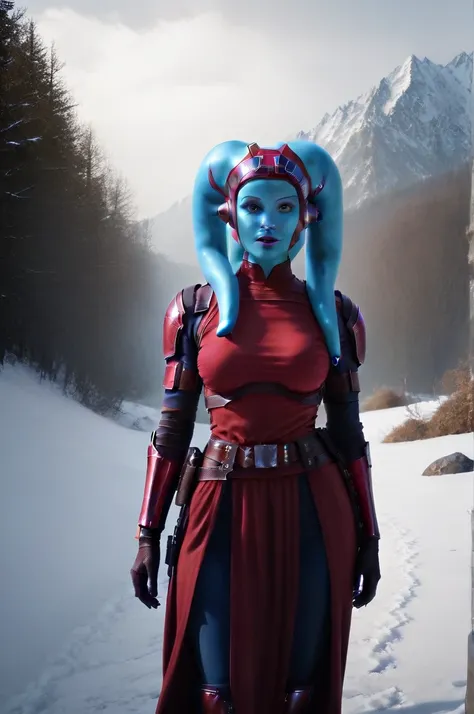 a ((fall body)) hera syndulla 
 ((female twilek ))mandalorian,walking on snow fire, beautiful detailed eyes, beautiful detailed lips, extremely detailed face, long eyelashes, mandalorian armor, sci-fi, cinematic lighting, dramatic, epic, intricate details,...