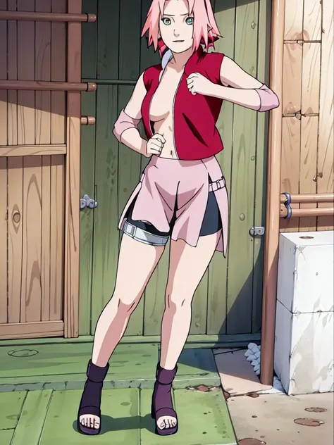 Sakura Haruno nude,wide hips,abdomen,sexy ,In the house,NSTDA,(( naked,Shirt handle,full body,skirt handle, Lift the skirt, in the bedroom,open shirt,nipple))