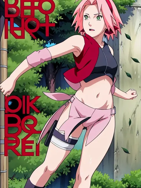 Sakura Haruno nude,wide hips,abdomen,sexy ,Show your armpits,jump,On the tree,IPST, naked,Torn shirt,full body,sleep, In the forest,open shirt,nipple