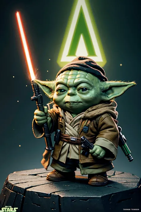 short yoda gnome in the style of star wars