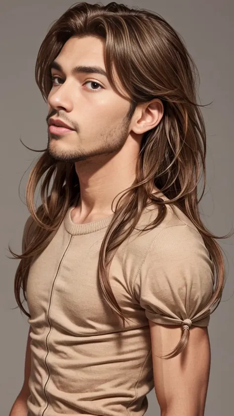 homen light brown, tall slim wavy hair