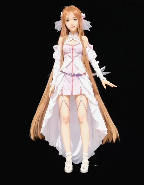 a cartoon image of a woman in a white dress with a sword, asuna yuuki, sao style anime, asuna from sao, rei hino as a princess, sao, anime goddess, madoka kaname, holo, humanoid pink female squid girl, anime girl named lucy, best anime character design, et...