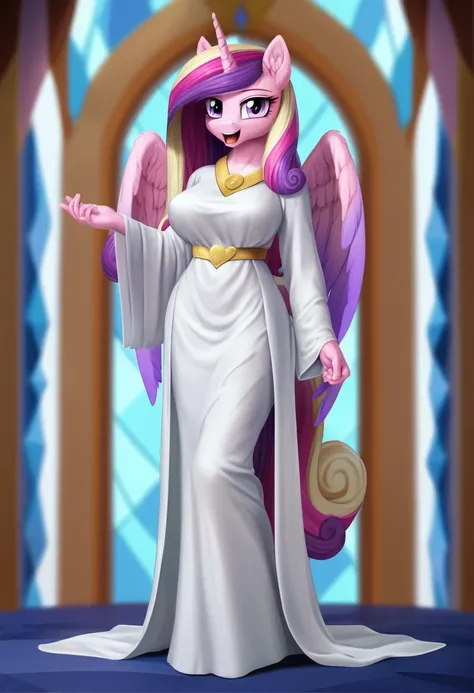 score_9, score_8_up, score_7_up, score_6_up, score_5_up, score_4_up,  by aki99, source_pony, rating_questionable, masterpiece, countershading, detailed soft lighting BREAK
anthro pony princess cadance wearing a silver robe, long hair, joyful, oiled, shiny,...