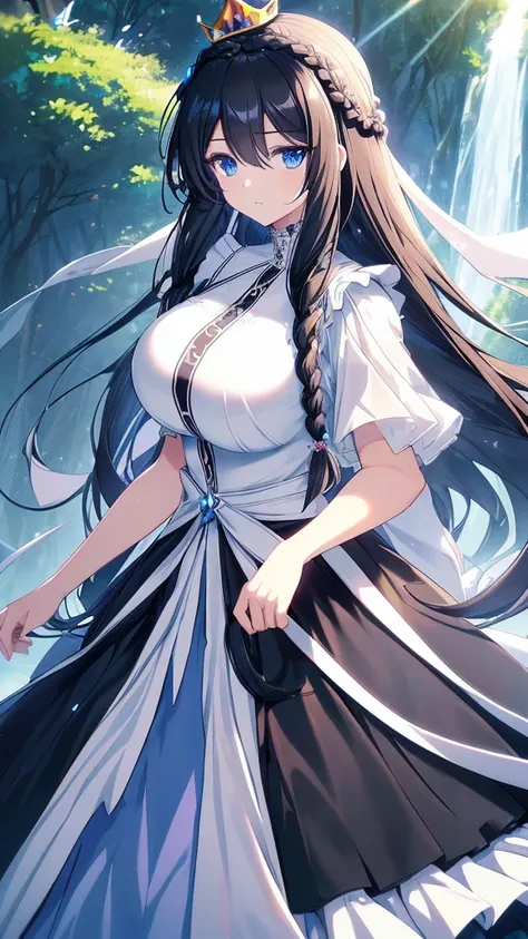 best quality, extremely detailed,anime style girl,long hair down to the waist, straight hair, ((dark black hair with bluish)),((...