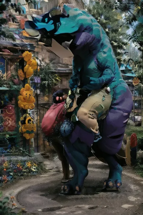 erjiehappy to riding a barney the dinosaur ((masterpiece, best quality:1.2), Blue and purple jungle dinosaur t-rex realistic:1.5)), best quality, masterpiece,8k,highest texture,highres,soft light,perfect shadow,
evenly mix females and males of all ages and...