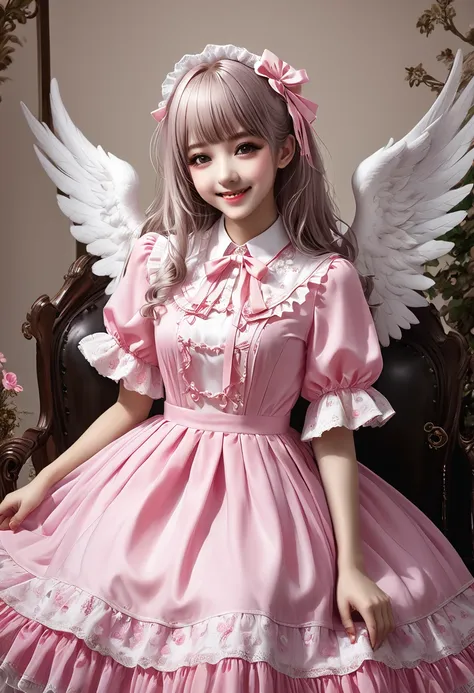 ideal beautiful girl、archangel、smile、very cute pink lolita dress