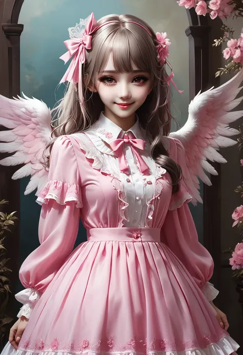 ideal beautiful girl、archangel、smile、very cute pink lolita dress