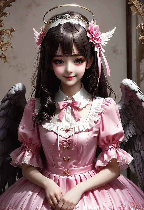 ideal beautiful girl、archangel、smile、very cute pink lolita dress