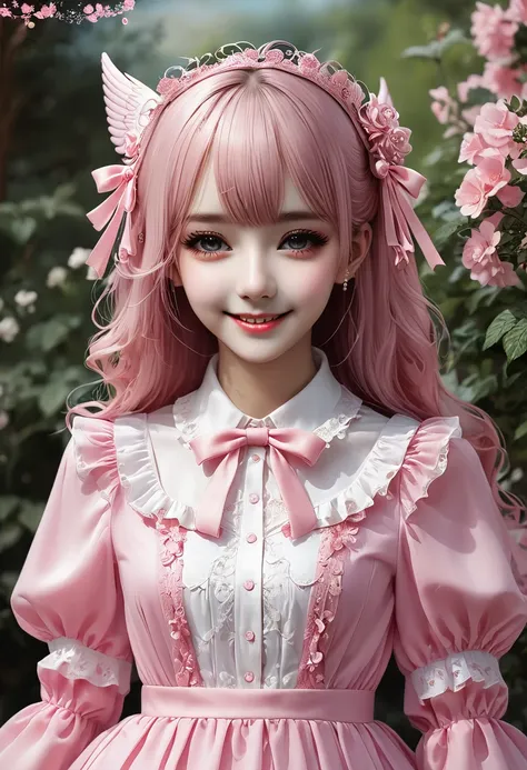 ideal beautiful girl、archangel、smile、very cute pink lolita dress