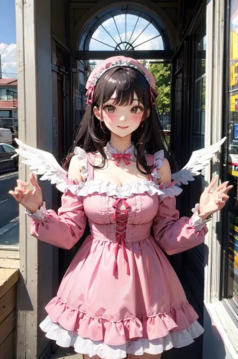 ideal beautiful girl、archangel、smile、very cute pink lolita dress