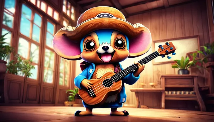 tony tony chopper playing ukulele