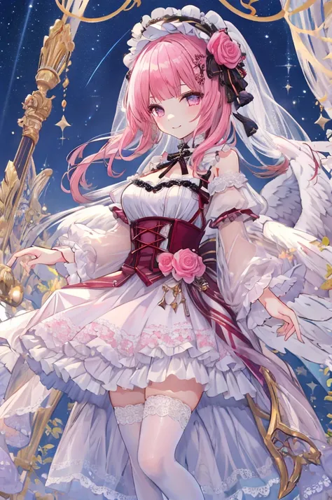 ideal beautiful girl、archangel、smile、very cute pink lolita dress