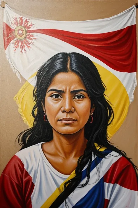 Create a painting about the Bicentennial of Peru , express emotions and feelings about the protests against Dina Boluarte for the death of many Peruvians